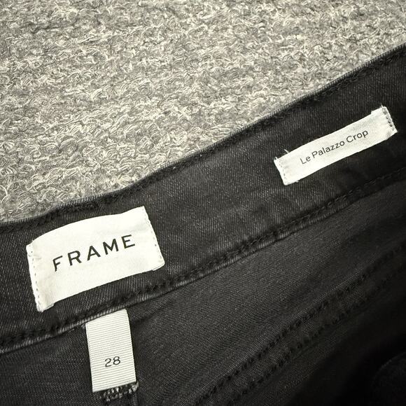 Frame Denim Le Palazzo Crop Wide Leg Jean Women 28 Black Denim Stretch High Rise - Picture 7 of 11